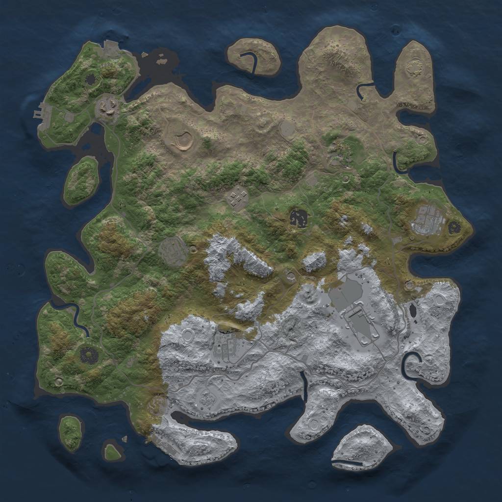 Rust Map: Procedural Map, Size: 4000, Seed: 1069077008, 17 Monuments