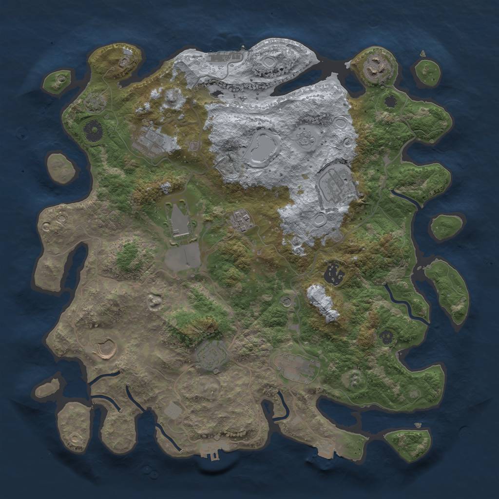 Rust Map: Procedural Map, Size: 3700, Seed: 373118288, 17 Monuments