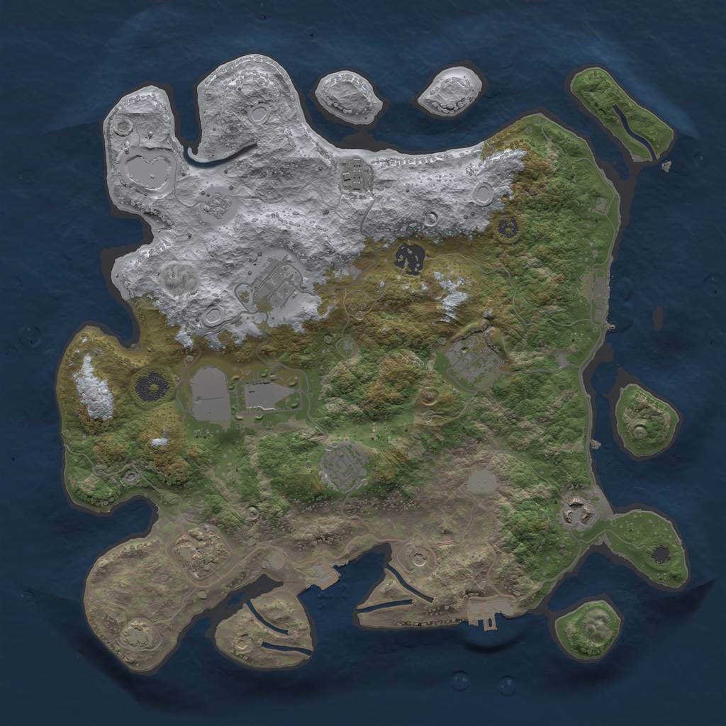 Rust Map: Procedural Map, Size: 3500, Seed: 222888, 16 Monuments