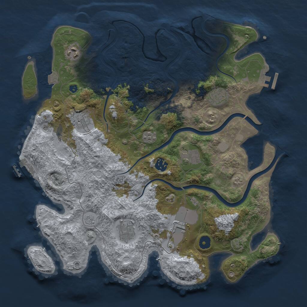 Rust Map: Procedural Map, Size: 3700, Seed: 30923548, 14 Monuments