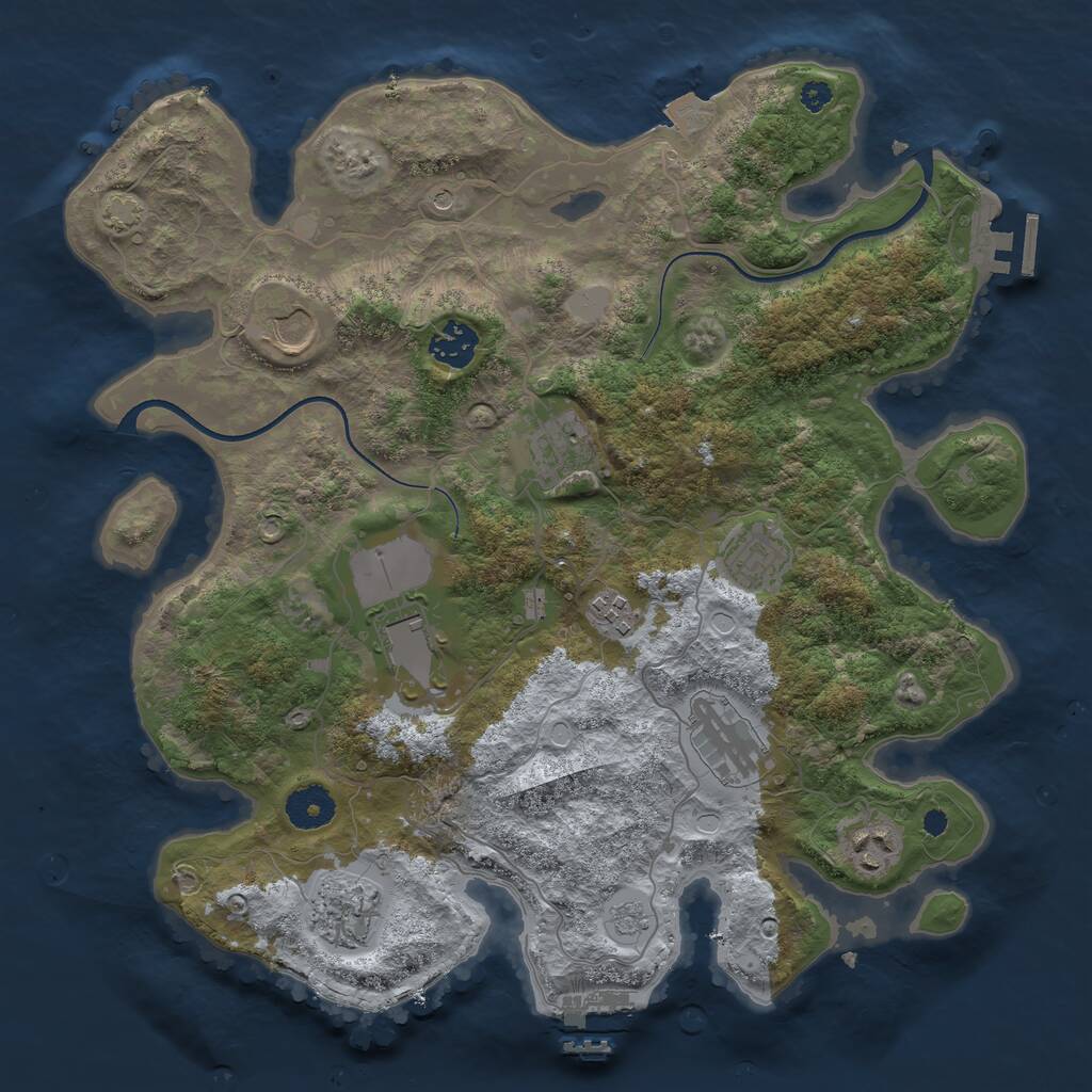 Rust Map: Procedural Map, Size: 3550, Seed: 999701, 15 Monuments