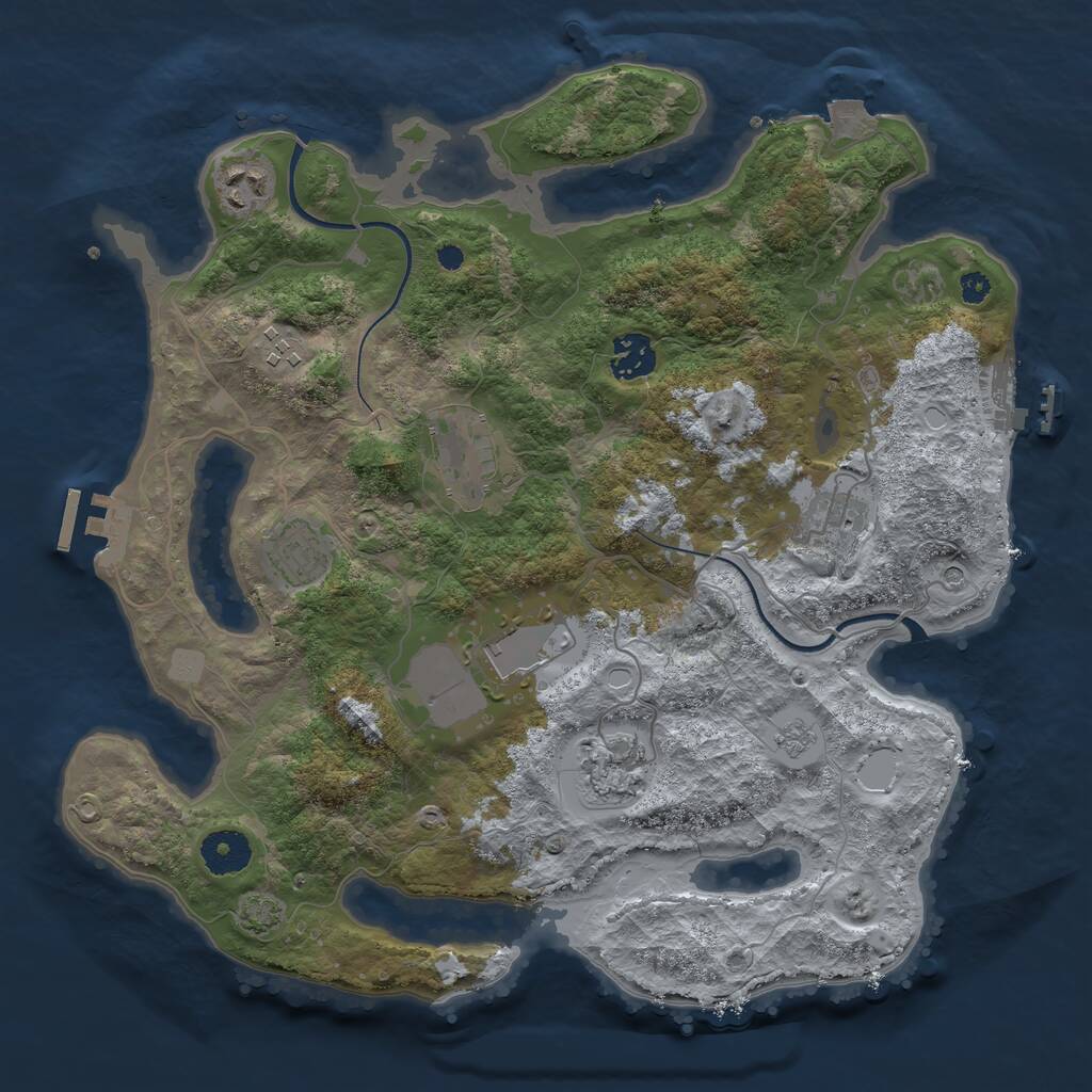 Rust Map: Procedural Map, Size: 3500, Seed: 722430511, 14 Monuments