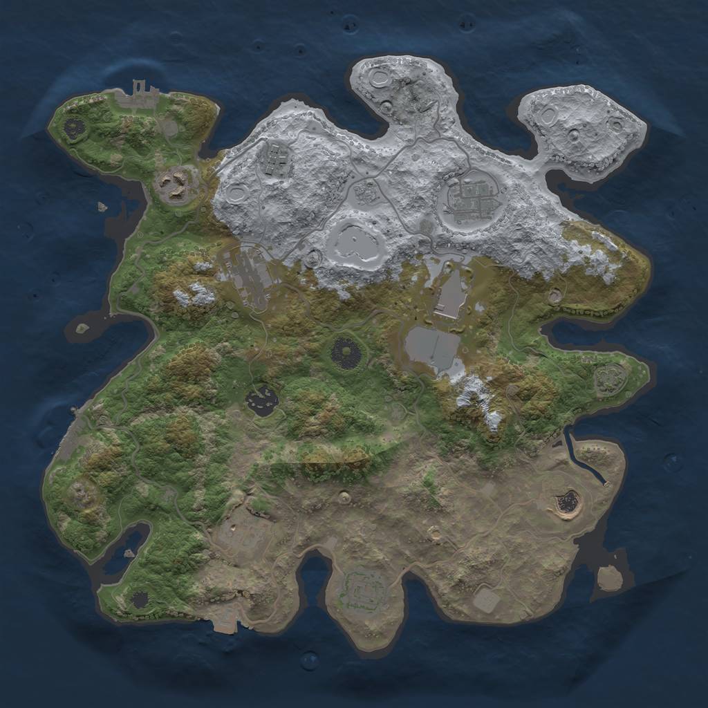 Rust Map: Procedural Map, Size: 3500, Seed: 4497264, 16 Monuments