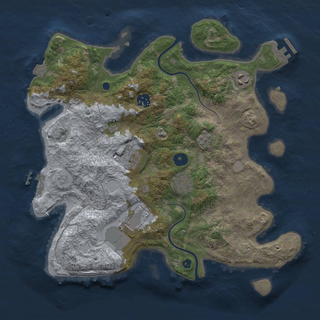 Rust Map: Procedural Map, Size: 3500, Seed: 333777, 12 Monuments