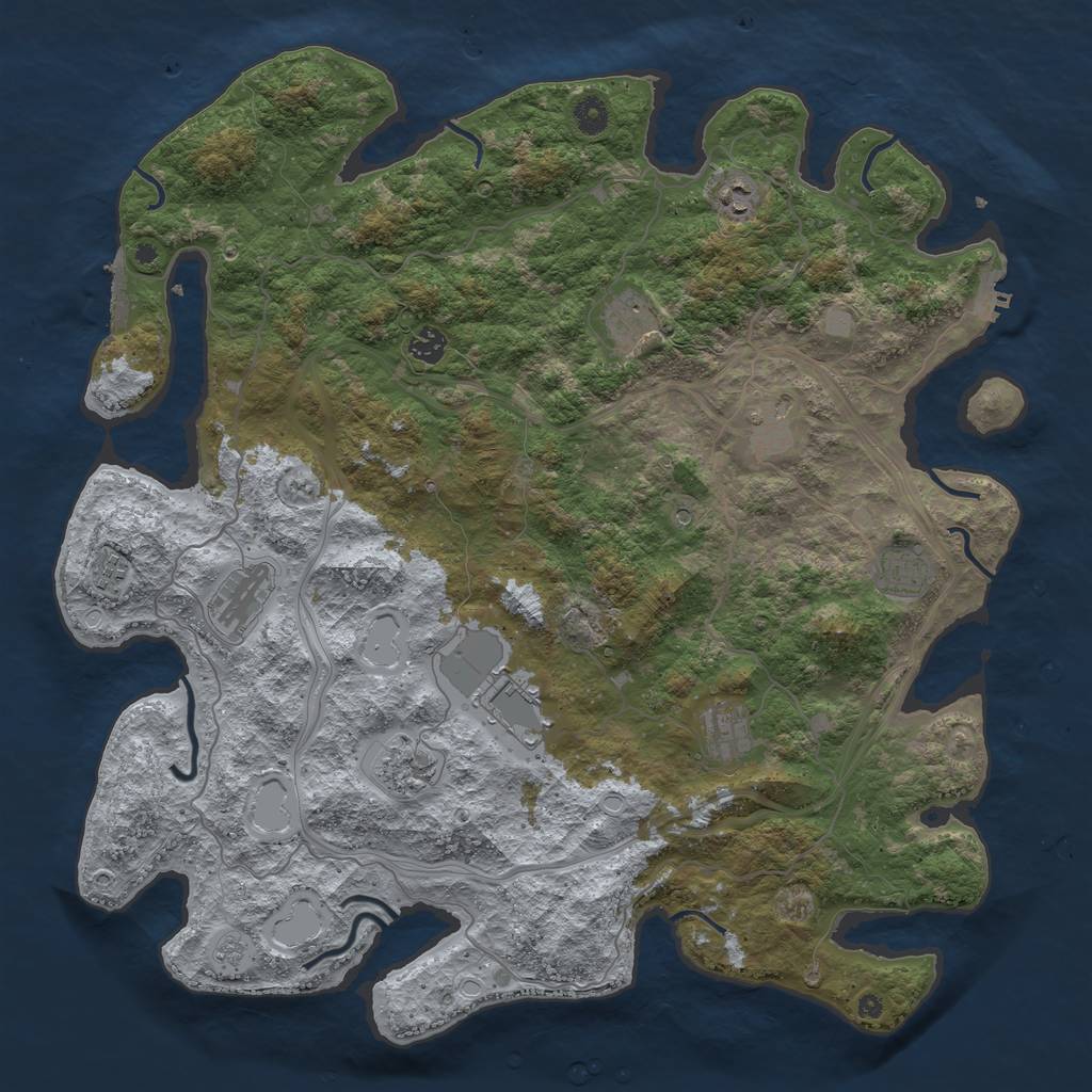 Rust Map: Procedural Map, Size: 4500, Seed: 1798256148, 17 Monuments