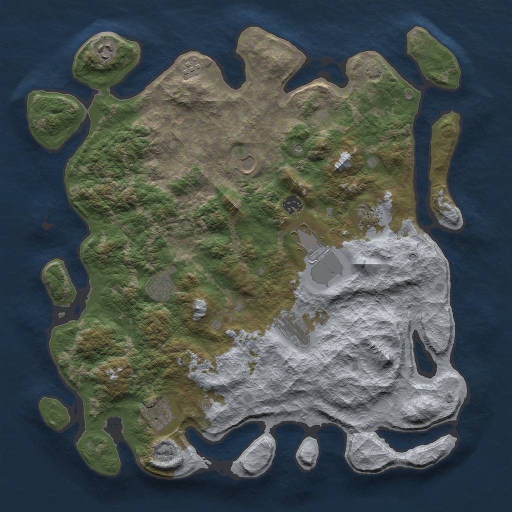 Rust Map: Barren, Size: 4250, Seed: 128263954, 13 Monuments