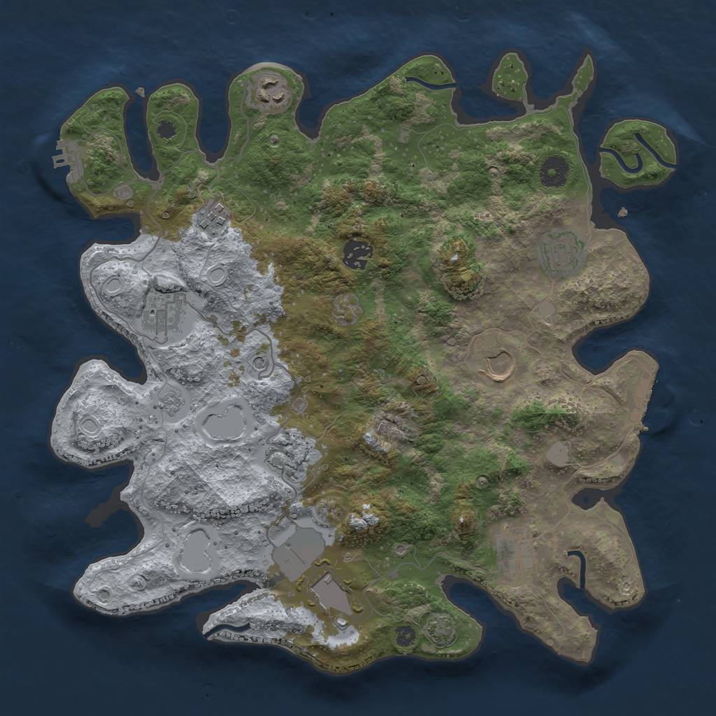Rust Map: Procedural Map, Size: 3550, Seed: 461456, 17 Monuments