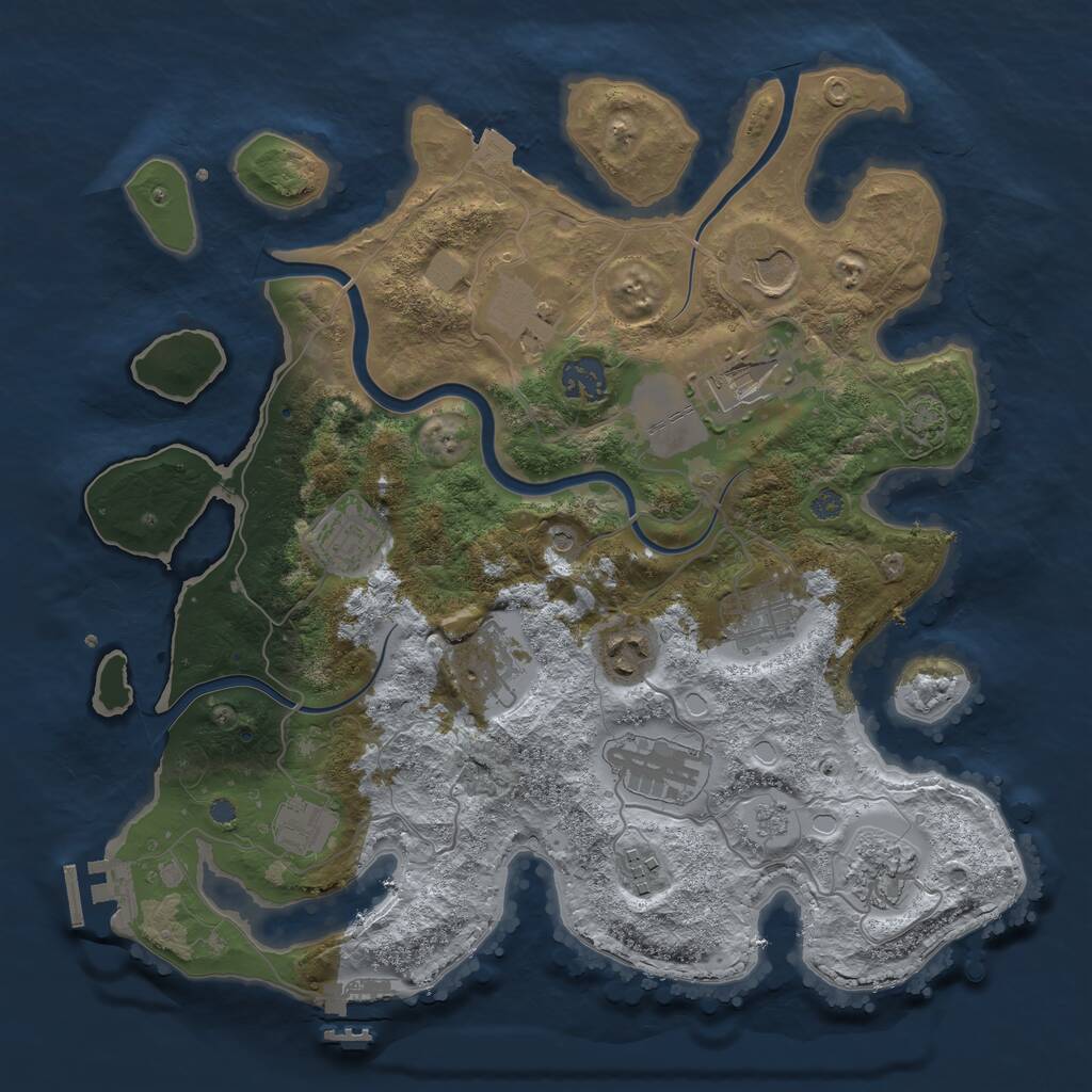 Rust Map: Procedural Map, Size: 3500, Seed: 845434371, 19 Monuments