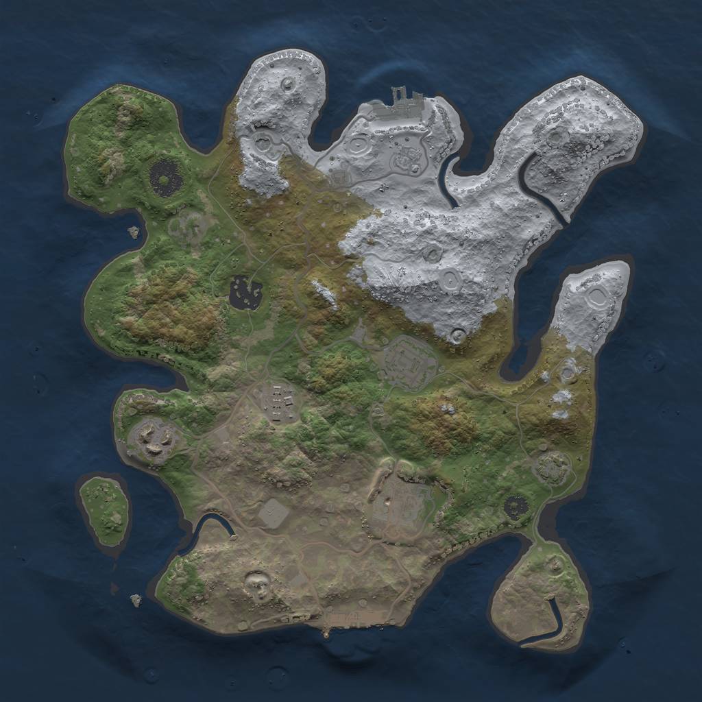 Rust Map: Procedural Map, Size: 3000, Seed: 1231231, 13 Monuments
