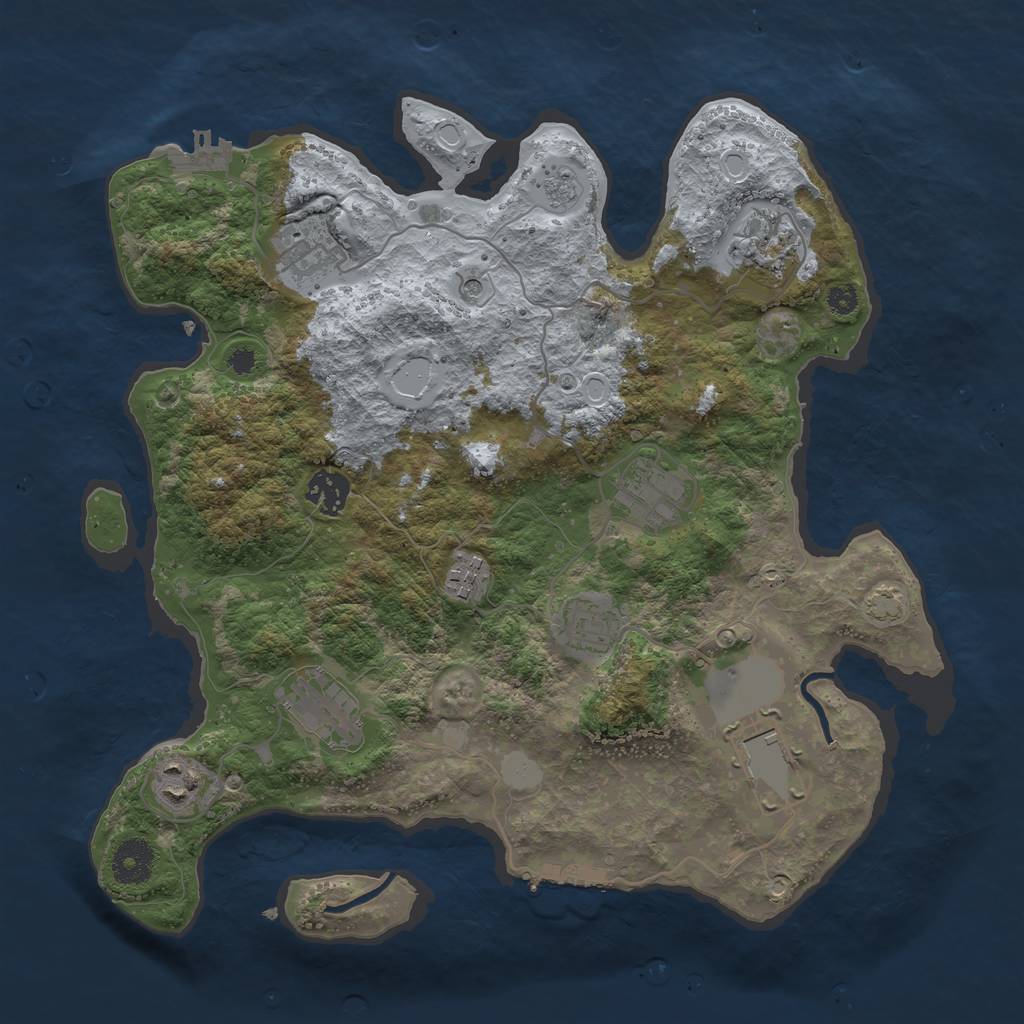 Rust Map: Procedural Map, Size: 3500, Seed: 17323, 17 Monuments