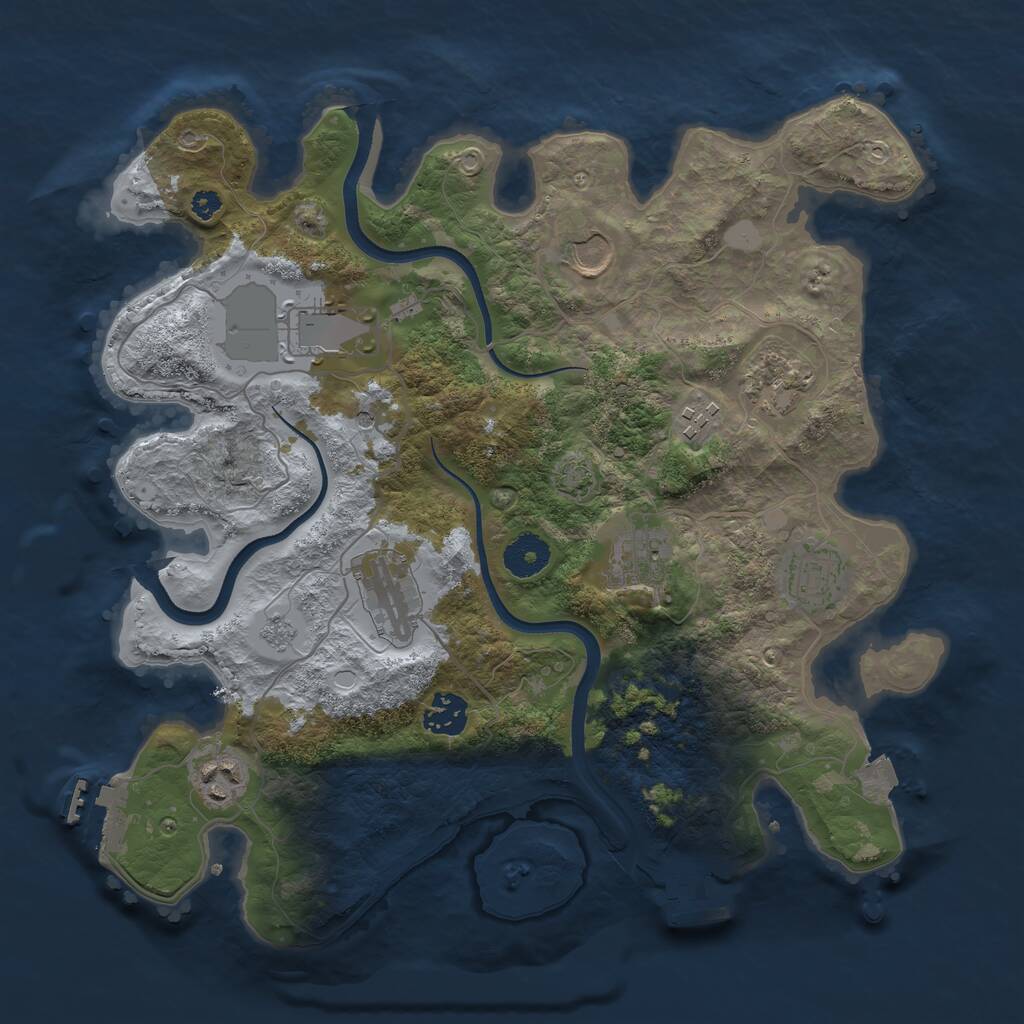 Rust Map: Procedural Map, Size: 3500, Seed: 1436859577, 15 Monuments