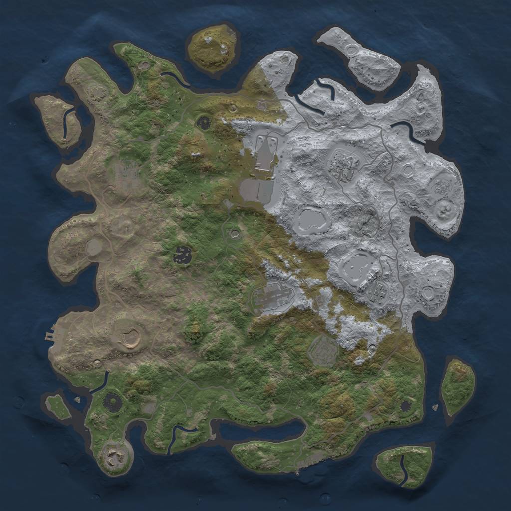 Rust Map: Procedural Map, Size: 4000, Seed: 81283771, 17 Monuments