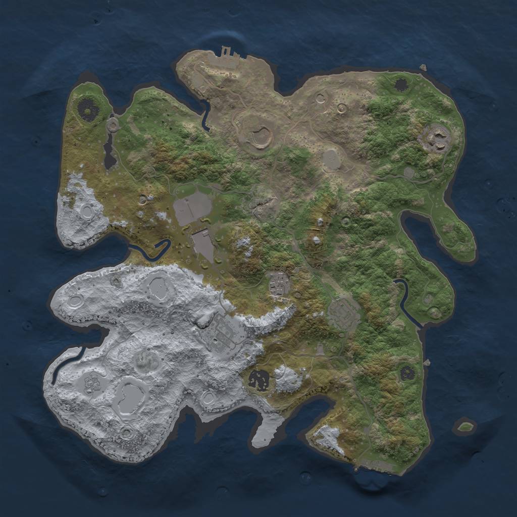 Rust Map: Procedural Map, Size: 3550, Seed: 971682, 14 Monuments