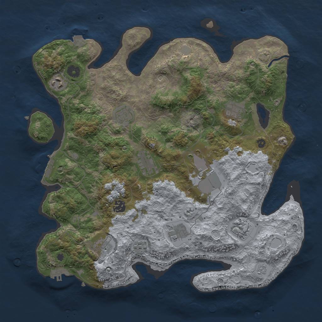Rust Map: Procedural Map, Size: 3800, Seed: 1959, 18 Monuments