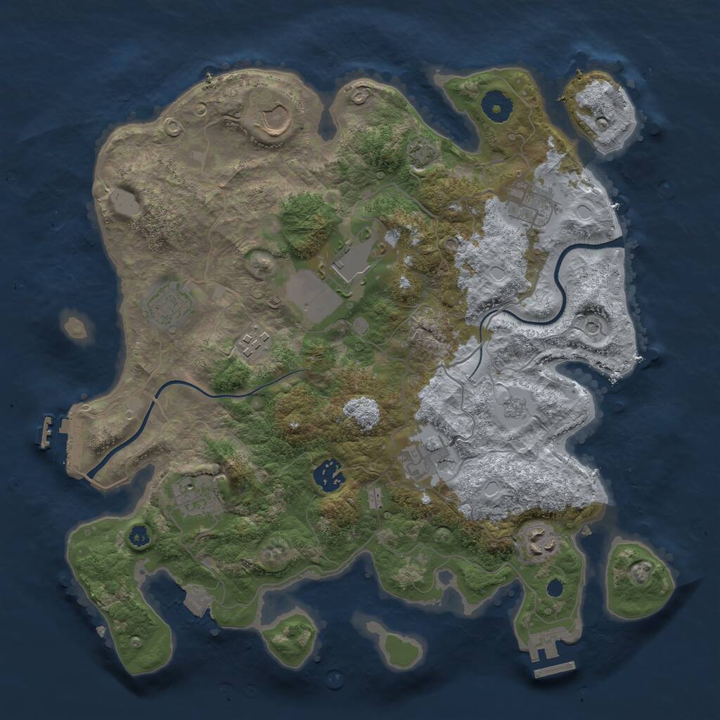 Rust Map: Procedural Map, Size: 3500, Seed: 151794033, 15 Monuments