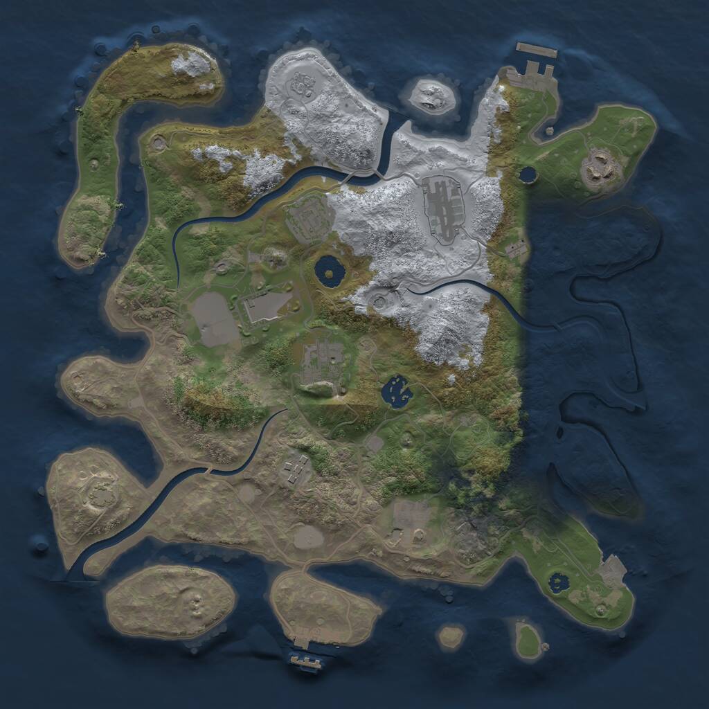 Rust Map: Procedural Map, Size: 3500, Seed: 1022377773, 14 Monuments