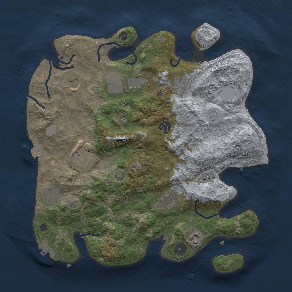 Rust Map: Procedural Map, Size: 3500, Seed: 129754588, 17 Monuments