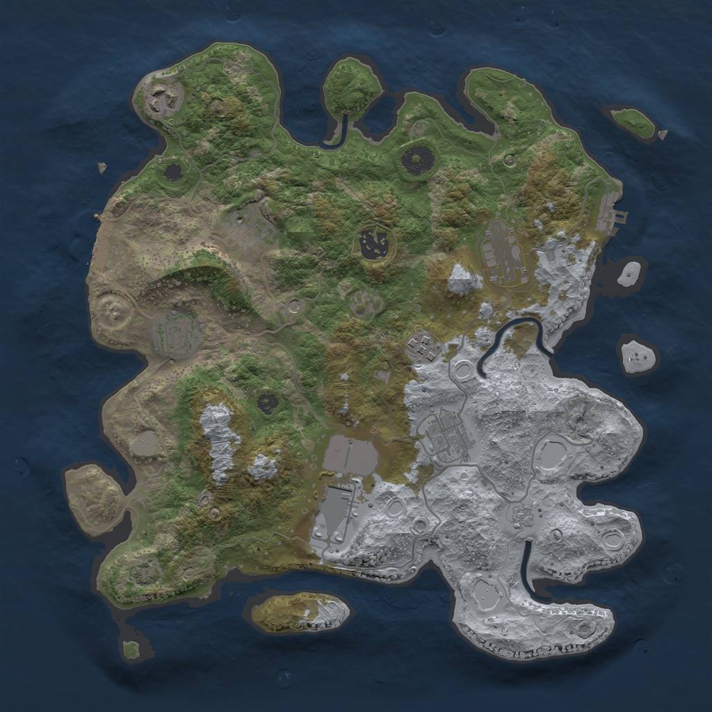Rust Map: Procedural Map, Size: 3500, Seed: 1196, 16 Monuments