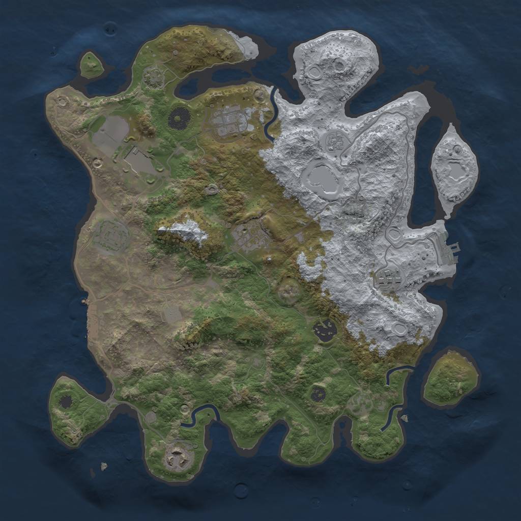 Rust Map: Procedural Map, Size: 3500, Seed: 882482645, 14 Monuments