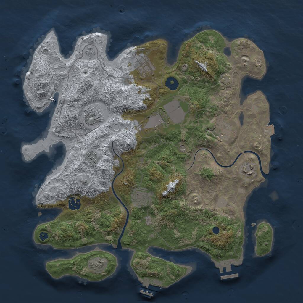 Rust Map: Procedural Map, Size: 3500, Seed: 2109167578, 14 Monuments