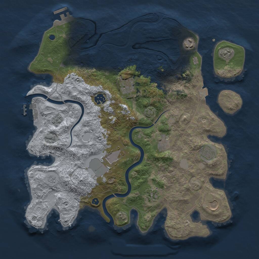 Rust Map: Procedural Map, Size: 3700, Seed: 30923510, 15 Monuments