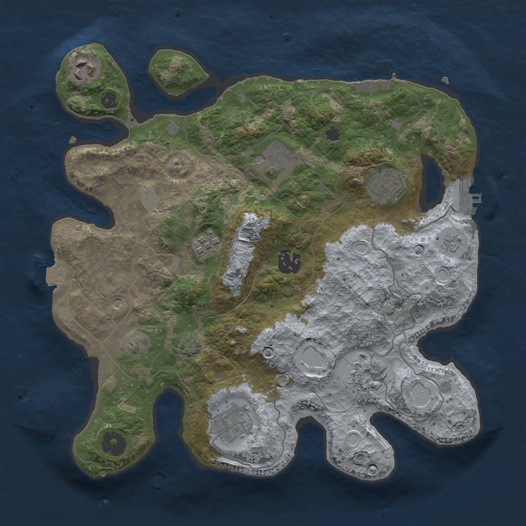Rust Map: Procedural Map, Size: 3250, Seed: 1901585323, 15 Monuments