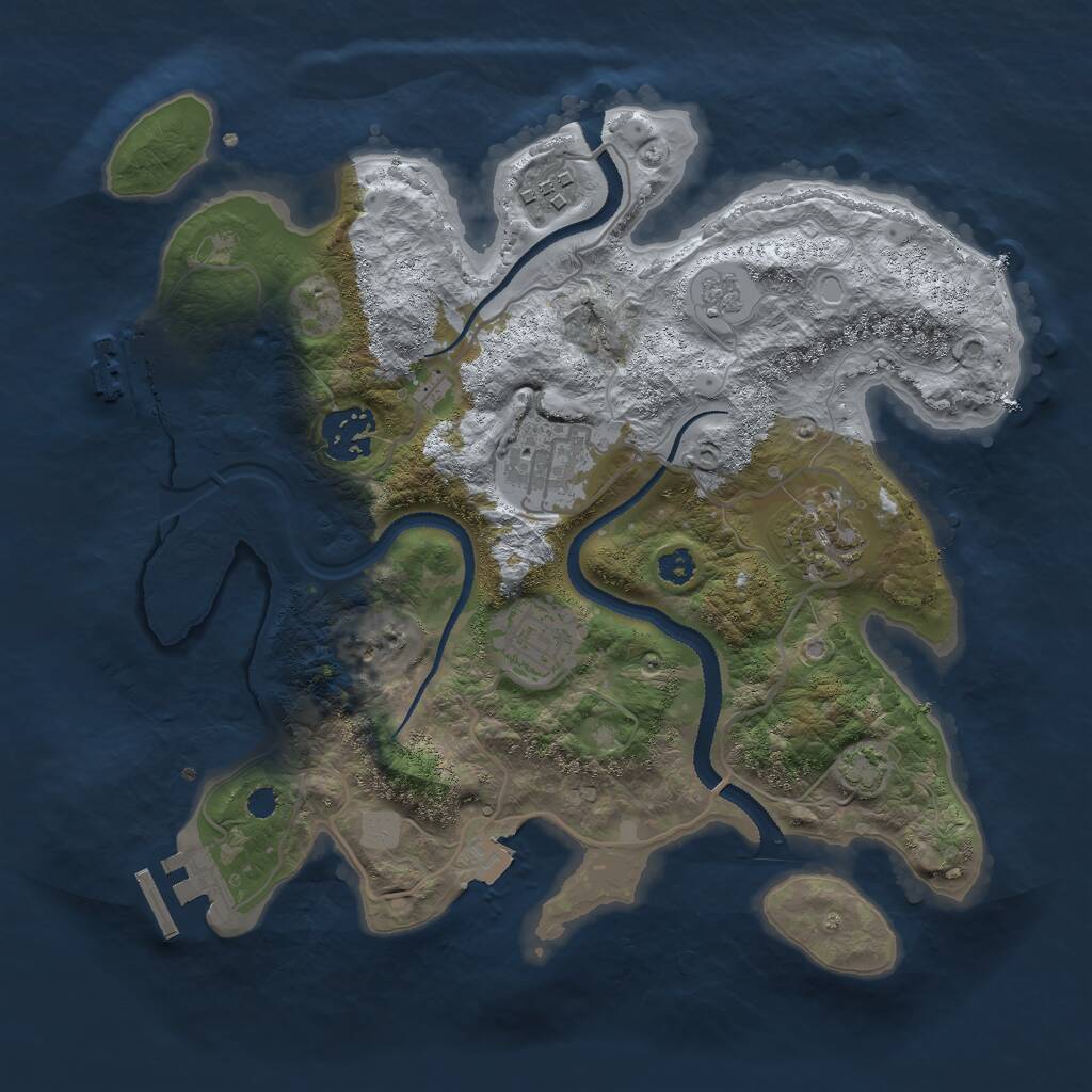 Rust Map: Procedural Map, Size: 3000, Seed: 5430, 10 Monuments