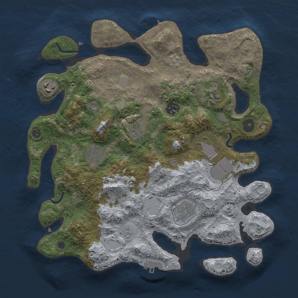 Rust Map: Procedural Map, Size: 3500, Seed: 8965, 16 Monuments