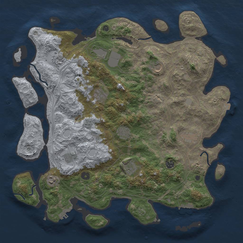 Rust Map: Procedural Map, Size: 4250, Seed: 1908862806, 19 Monuments