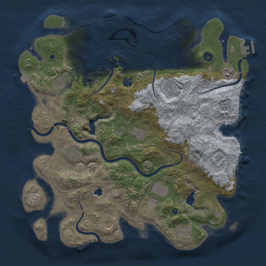 Rust Map: Procedural Map, Size: 4250, Seed: 1577218334, 17 Monuments