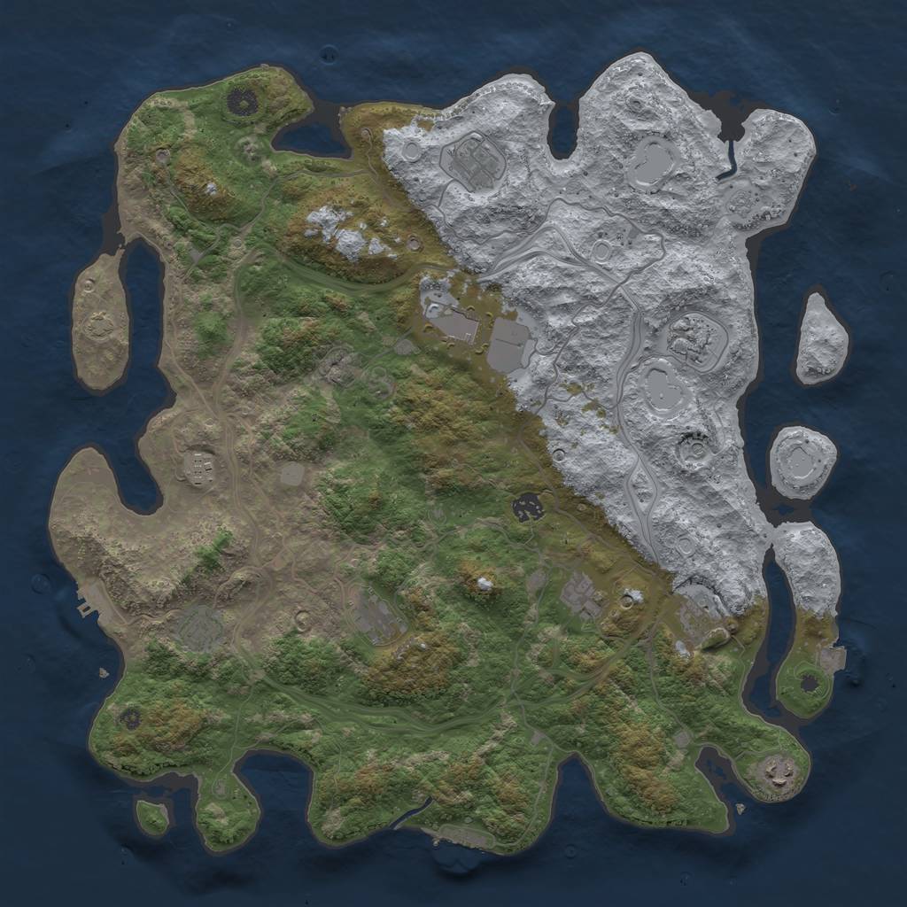 Rust Map: Procedural Map, Size: 4500, Seed: 2093183802, 18 Monuments