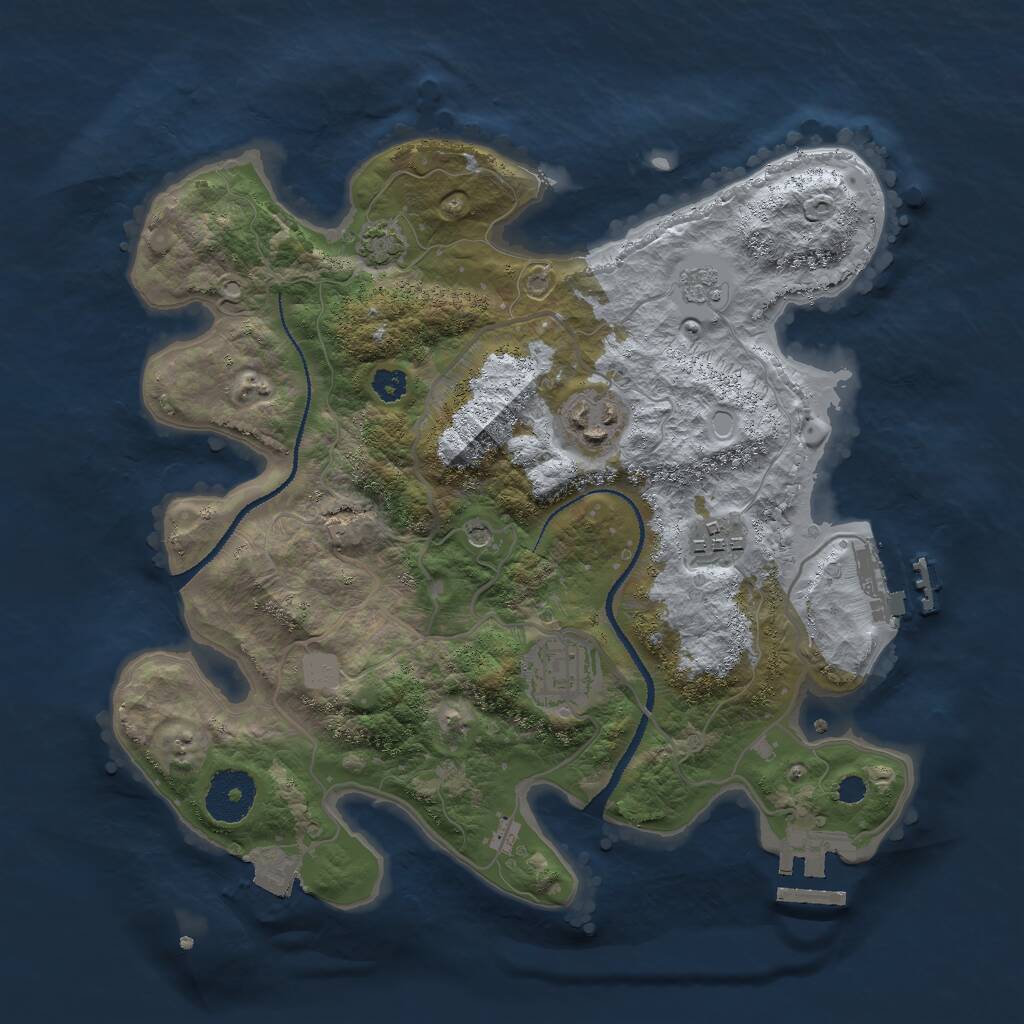 Rust Map: Procedural Map, Size: 3000, Seed: 21120, 9 Monuments