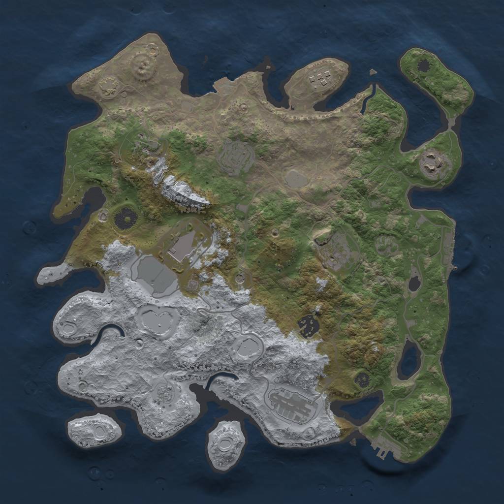 Rust Map: Procedural Map, Size: 3500, Seed: 60779904, 16 Monuments