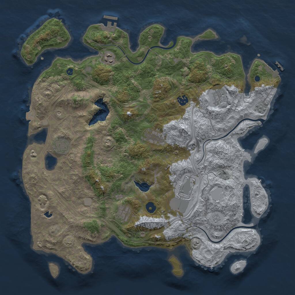 Rust Map: Procedural Map, Size: 4250, Seed: 2051741575, 14 Monuments