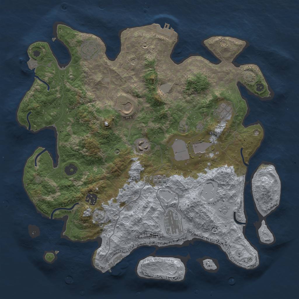 Rust Map: Procedural Map, Size: 3750, Seed: 20042023, 16 Monuments