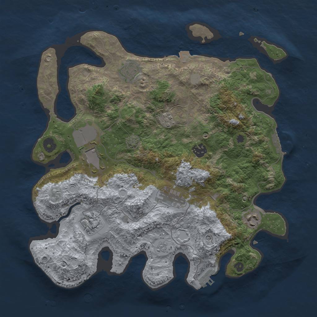 Rust Map: Procedural Map, Size: 3500, Seed: 1941790733, 15 Monuments