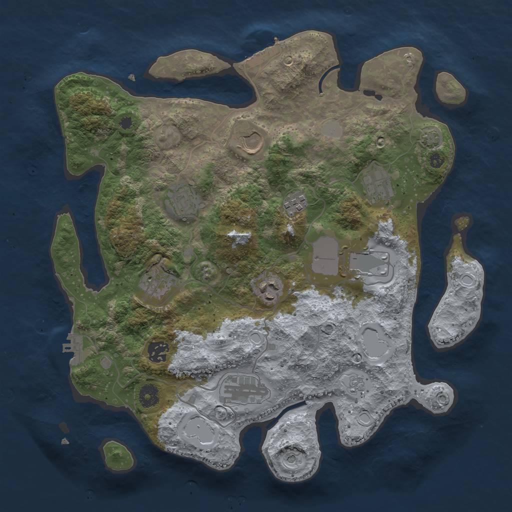 Rust Map: Procedural Map, Size: 3500, Seed: 831200576, 17 Monuments