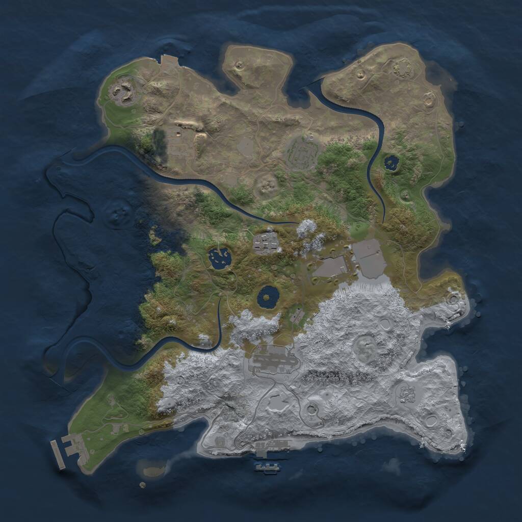 Rust Map: Procedural Map, Size: 3500, Seed: 734483039, 13 Monuments