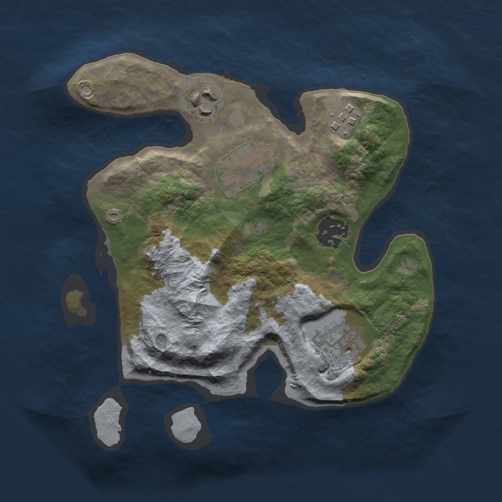 Rust Map: Barren, Size: 2500, Seed: 1876239365, 7 Monuments
