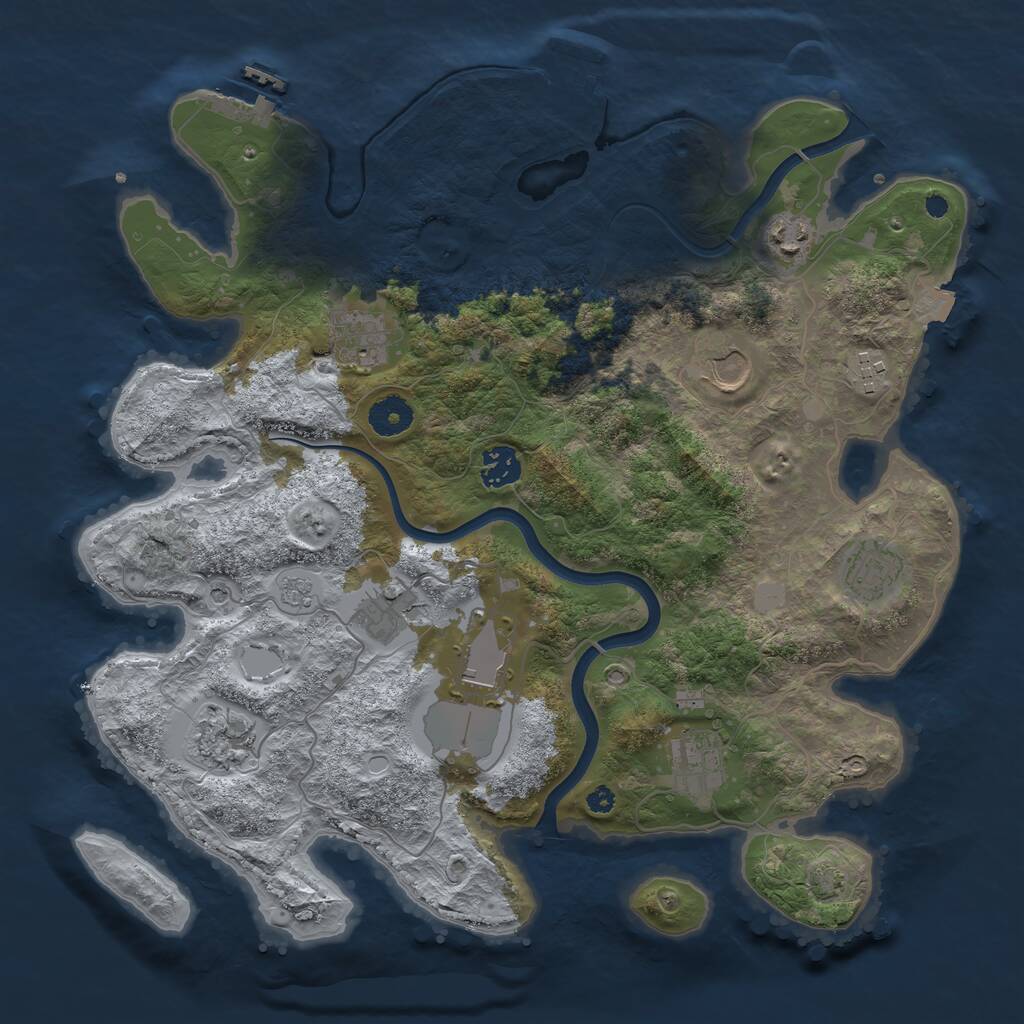 Rust Map: Procedural Map, Size: 3700, Seed: 986398117, 16 Monuments