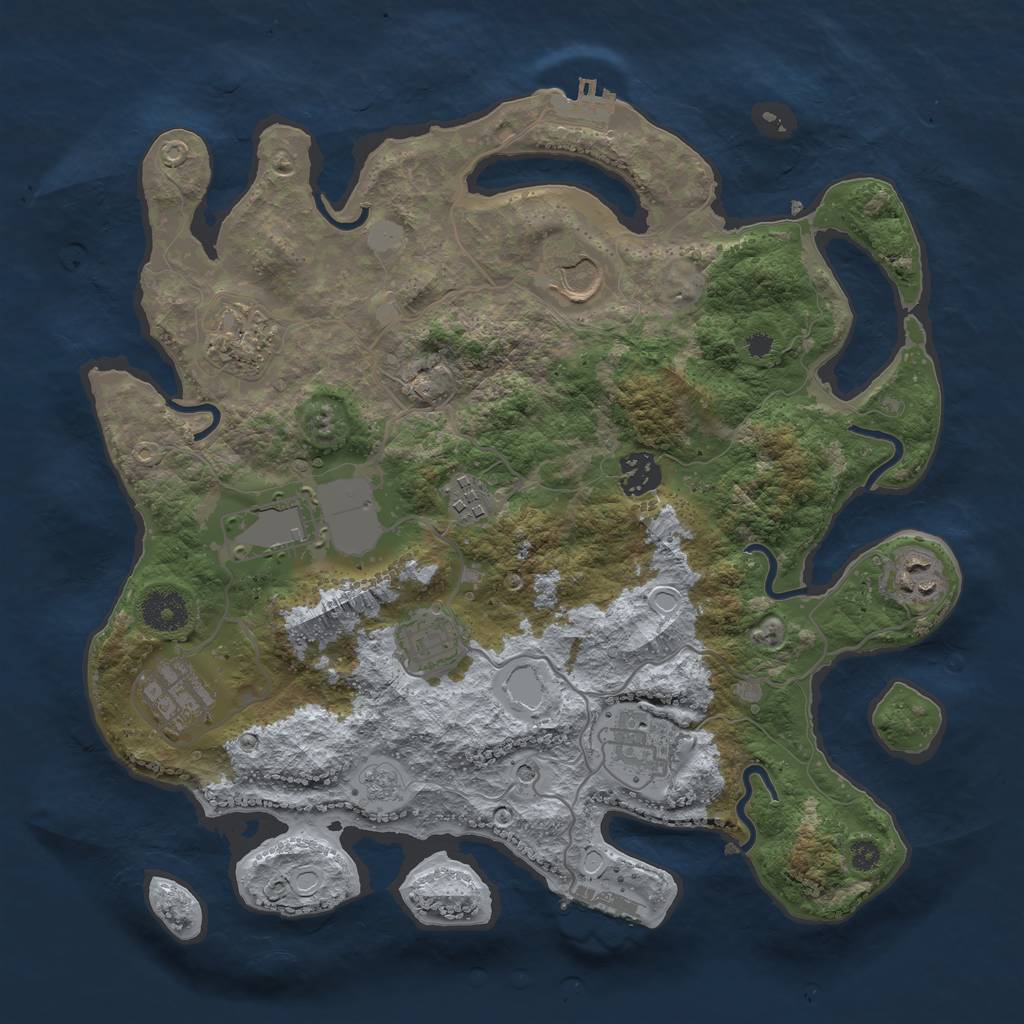 Rust Map: Procedural Map, Size: 3500, Seed: 326535342, 16 Monuments