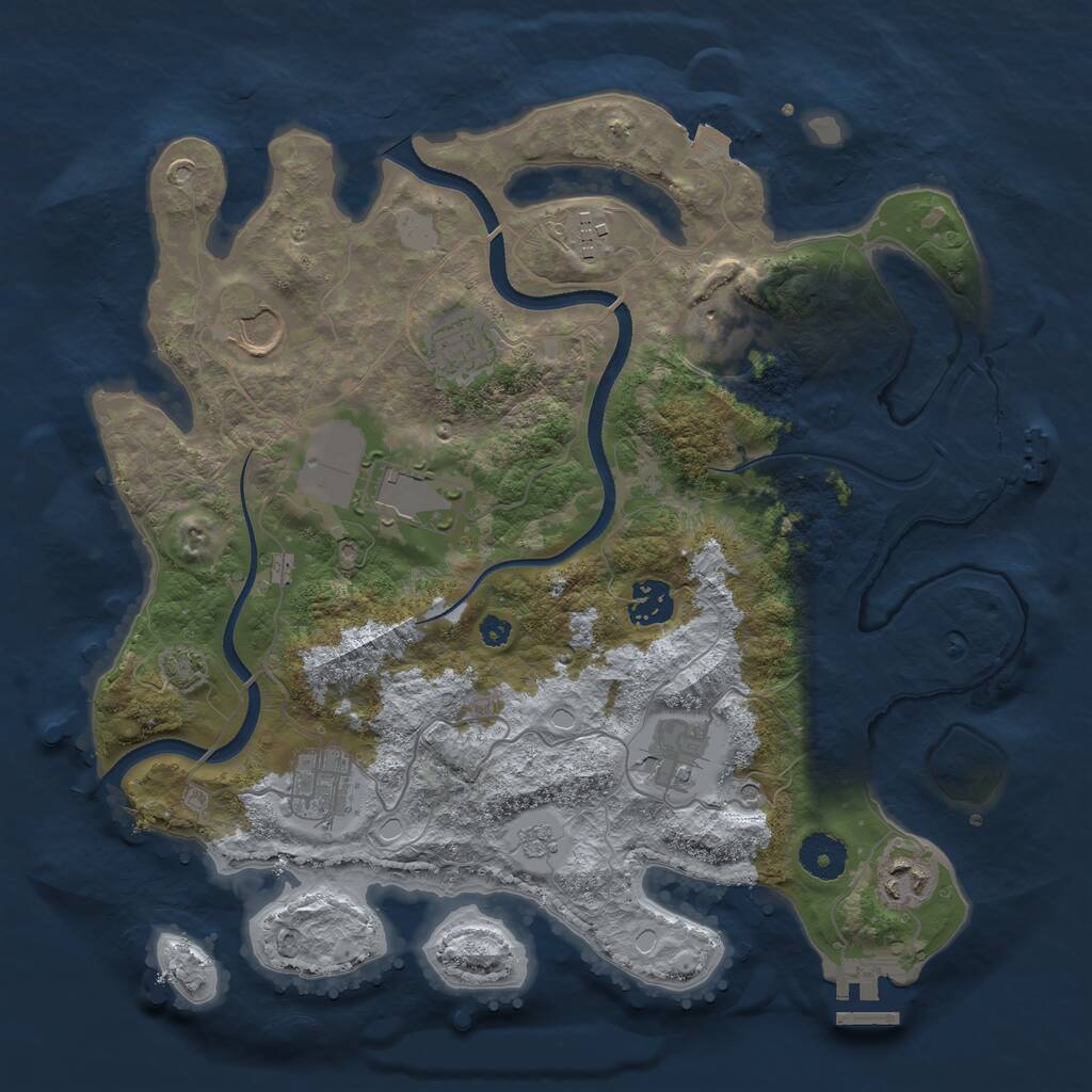 Rust Map: Procedural Map, Size: 3500, Seed: 326535342, 15 Monuments