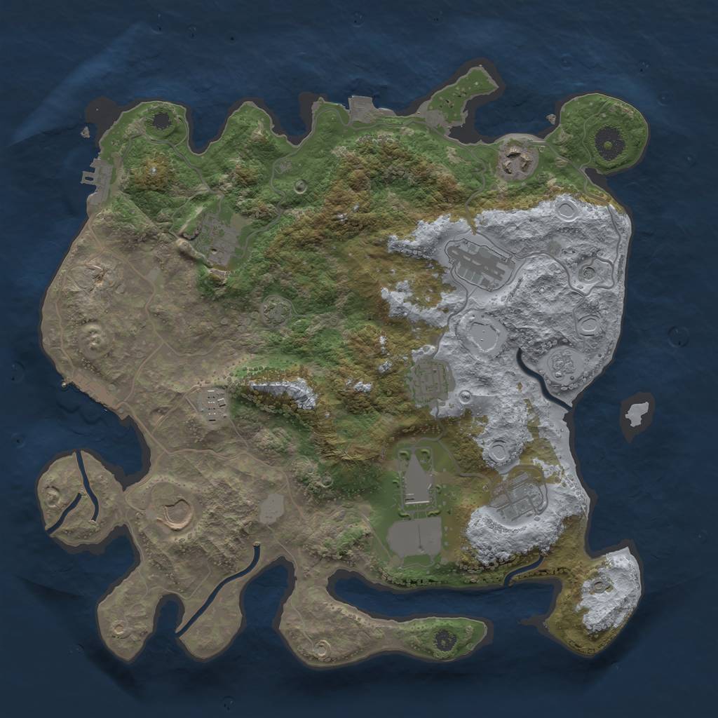 Rust Map: Procedural Map, Size: 3500, Seed: 12580771, 16 Monuments