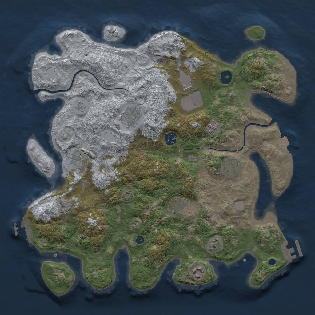 Rust Map: Procedural Map, Size: 3700, Seed: 1856521164, 14 Monuments