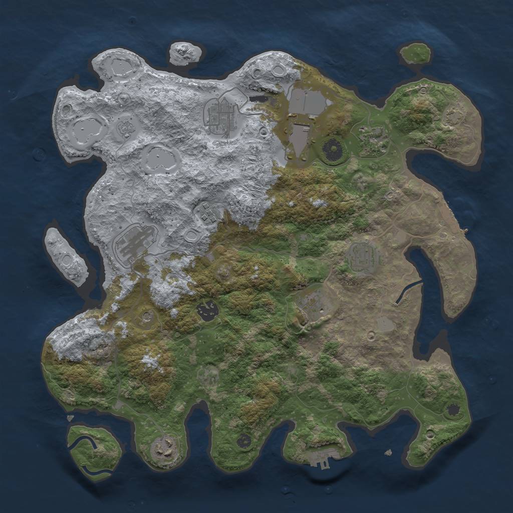 Rust Map: Procedural Map, Size: 3700, Seed: 1856521164, 17 Monuments