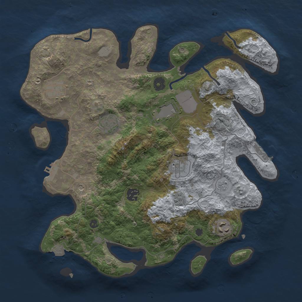 Rust Map: Procedural Map, Size: 3500, Seed: 46587, 15 Monuments