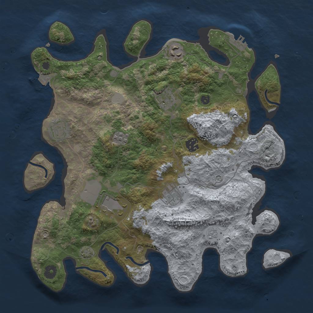 Rust Map: Procedural Map, Size: 3500, Seed: 1630932587, 14 Monuments