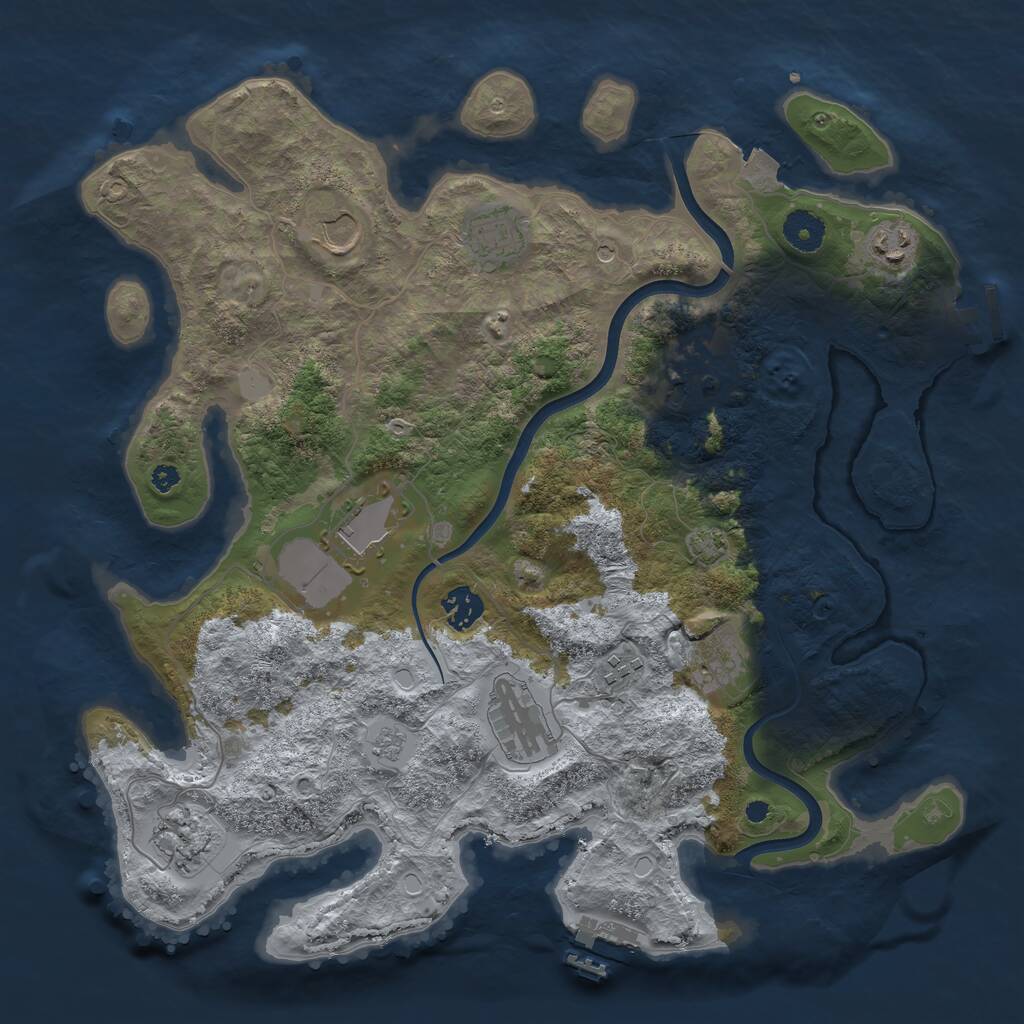 Rust Map: Procedural Map, Size: 3750, Seed: 181988449, 16 Monuments