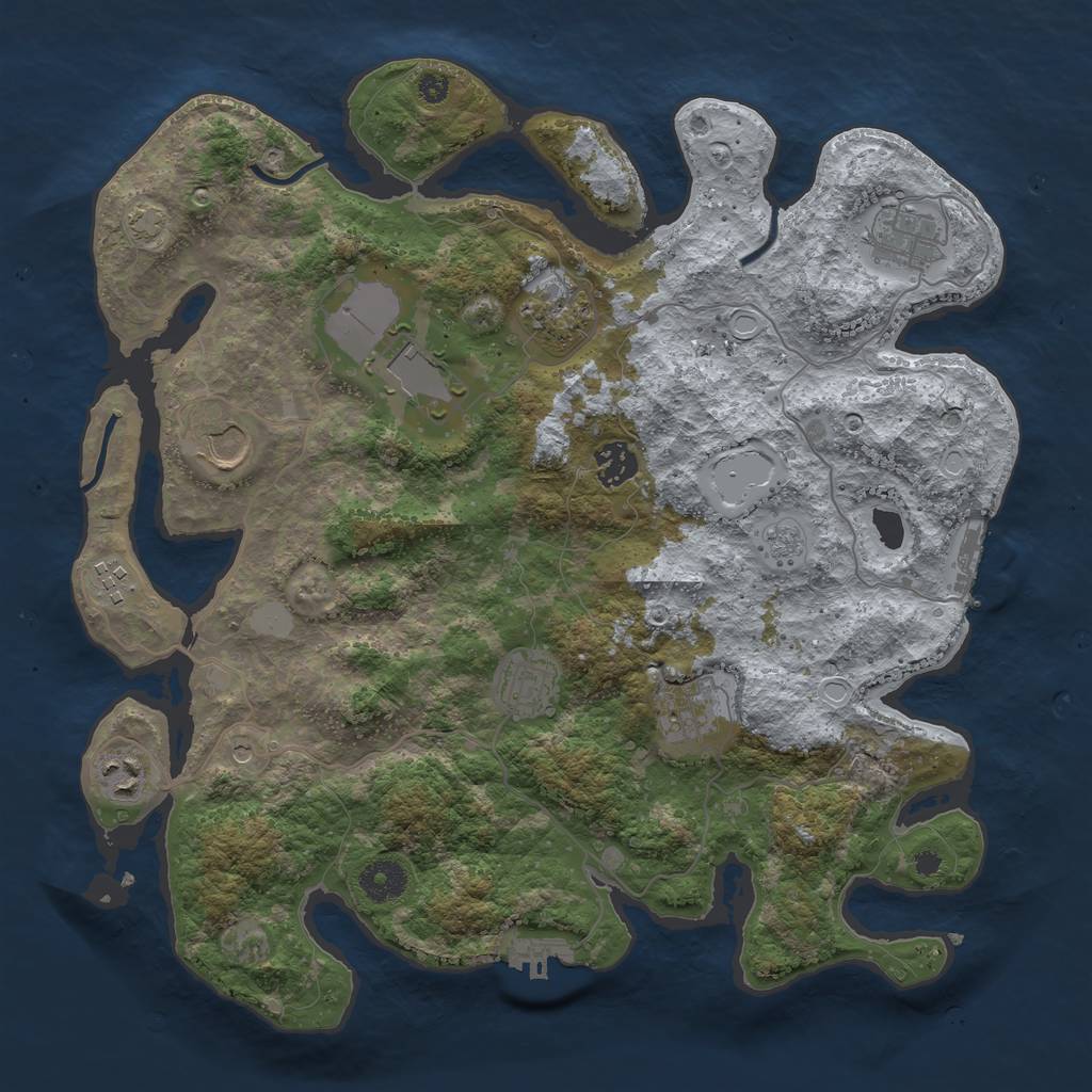 Rust Map: Procedural Map, Size: 3700, Seed: 1853950080, 17 Monuments