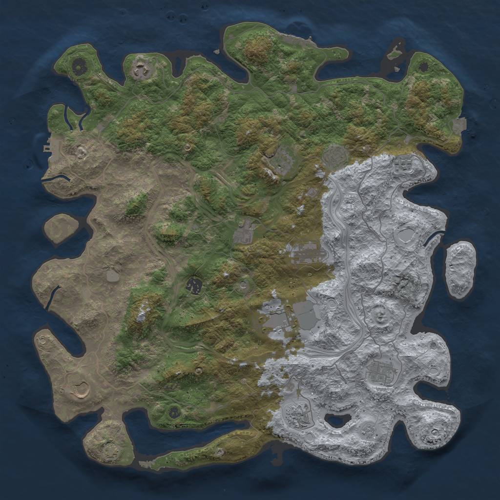 Rust Map: Procedural Map, Size: 4550, Seed: 1310342934, 19 Monuments